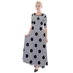 Large Black Polka Dots On Chalice Silver Grey - Half Sleeves Maxi Dress by FashionLane