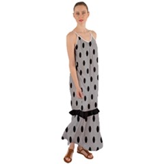 Large Black Polka Dots On Chalice Silver Grey - Cami Maxi Ruffle Chiffon Dress by FashionLane