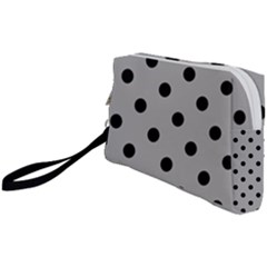 Large Black Polka Dots On Chalice Silver Grey - Wristlet Pouch Bag (small) by FashionLane