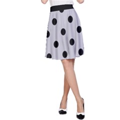 Large Black Polka Dots On Cloudy Grey - A-line Skirt by FashionLane