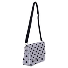 Large Black Polka Dots On Cloudy Grey - Shoulder Bag With Back Zipper by FashionLane