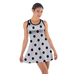 Large Black Polka Dots On Cloudy Grey - Cotton Racerback Dress by FashionLane