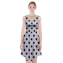 Large Black Polka Dots On Cloudy Grey - Racerback Midi Dress by FashionLane