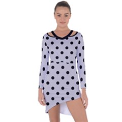 Large Black Polka Dots On Cloudy Grey - Asymmetric Cut-out Shift Dress by FashionLane