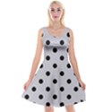 Large Black Polka Dots On Cloudy Grey - Reversible Velvet Sleeveless Dress View1