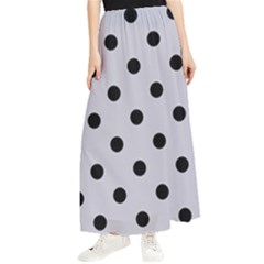 Large Black Polka Dots On Cloudy Grey - Maxi Chiffon Skirt