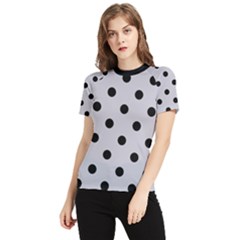 Large Black Polka Dots On Cloudy Grey - Women s Short Sleeve Rash Guard