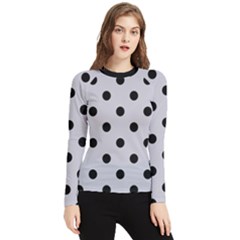 Large Black Polka Dots On Cloudy Grey - Women s Long Sleeve Rash Guard