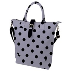 Large Black Polka Dots On Cloudy Grey - Buckle Top Tote Bag by FashionLane