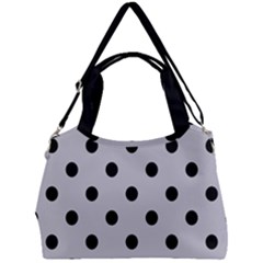 Large Black Polka Dots On Cloudy Grey - Double Compartment Shoulder Bag by FashionLane