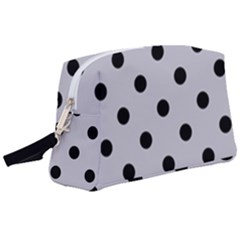 Large Black Polka Dots On Cloudy Grey - Wristlet Pouch Bag (large) by FashionLane