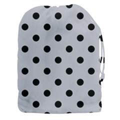 Large Black Polka Dots On Cloudy Grey - Drawstring Pouch (3xl) by FashionLane