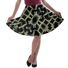 Dark Interlace Motif Mosaic Pattern A-line Skater Skirt