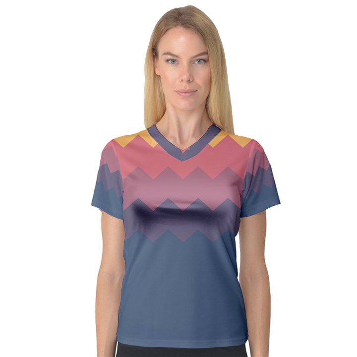 Fall palette V-Neck Sport Mesh Tee