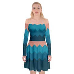 Flat Ocean Palette Off Shoulder Skater Dress by goljakoff