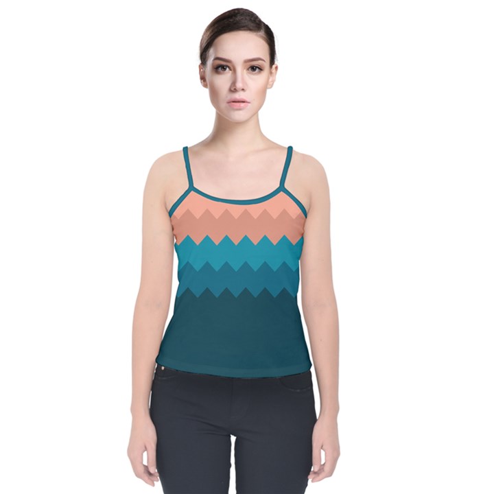 Flat ocean palette Velvet Spaghetti Strap Top