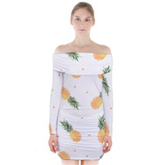 Pineapple Pattern Long Sleeve Off Shoulder Dress by goljakoff