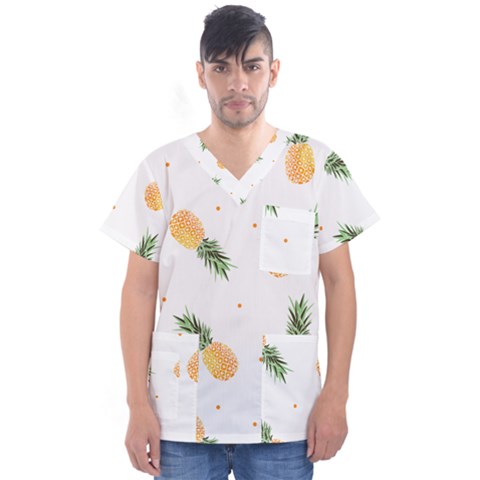 Pineapple Pattern Men s V-neck Scrub Top by goljakoff