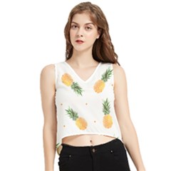 Pineapple Pattern V-neck Cropped Tank Top