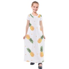 Pineapple Pattern Kids  Short Sleeve Maxi Dress by goljakoff