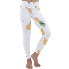 Pineapple Pattern Kids  Lightweight Velour Classic Yoga Leggings by goljakoff