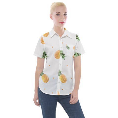 Pineapple Pattern Women s Short Sleeve Pocket Shirt by goljakoff