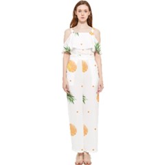 Pineapple Pattern Draped Sleeveless Chiffon Jumpsuit