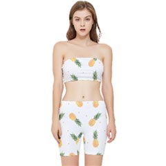 Pineapple Pattern Stretch Shorts And Tube Top Set