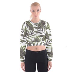 Tropical Leaves Cropped Sweatshirt by goljakoff