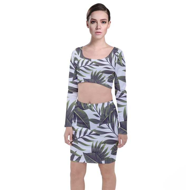 Tropical leaves Top and Skirt Sets