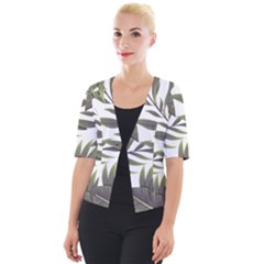 Tropical Leaves Cropped Button Cardigan by goljakoff