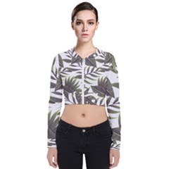 Tropical Leaves Long Sleeve Zip Up Bomber Jacket by goljakoff