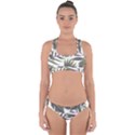 Tropical leaves Cross Back Hipster Bikini Set View1