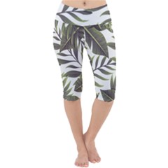 Tropical Leaves Lightweight Velour Cropped Yoga Leggings by goljakoff