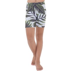 Tropical Leaves Kids  Lightweight Velour Capri Yoga Leggings by goljakoff