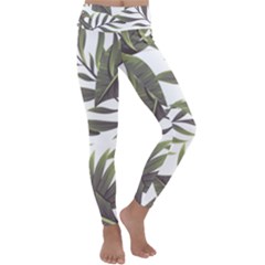 Tropical Leaves Kids  Lightweight Velour Classic Yoga Leggings by goljakoff