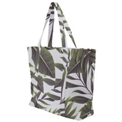 Tropical Leaves Zip Up Canvas Bag