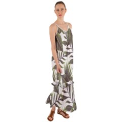 Tropical Leaves Cami Maxi Ruffle Chiffon Dress by goljakoff