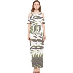 Tropical Leaves Draped Sleeveless Chiffon Jumpsuit