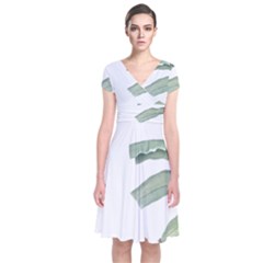 Palm Leaves Short Sleeve Front Wrap Dress by goljakoff