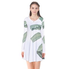 Palm Leaves Long Sleeve V-neck Flare Dress by goljakoff