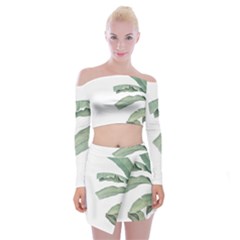 Palm Leaves Off Shoulder Top With Mini Skirt Set by goljakoff