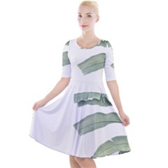 Palm Leaves Quarter Sleeve A-line Dress by goljakoff