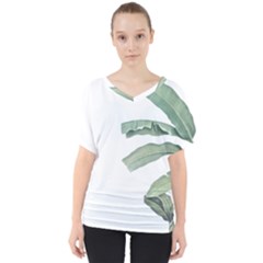 Palm Leaves V-neck Dolman Drape Top by goljakoff