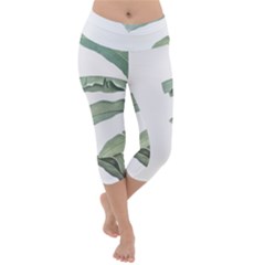 Palm Leaves Lightweight Velour Capri Yoga Leggings by goljakoff