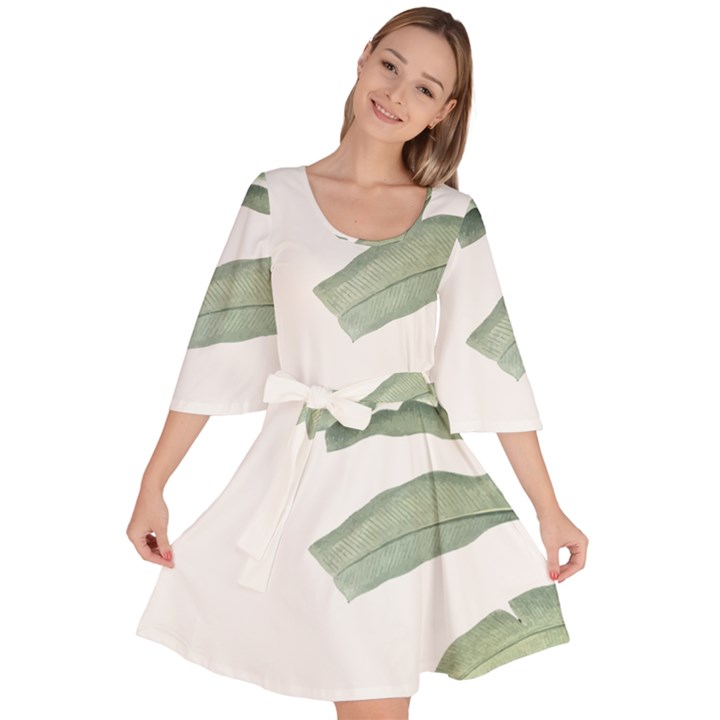 Palm leaves Velour Kimono Dress