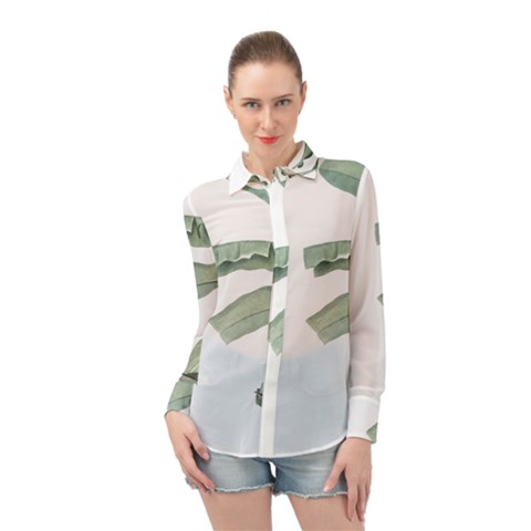 Palm Leaves Long Sleeve Chiffon Shirt by goljakoff