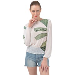 Palm Leaves Banded Bottom Chiffon Top by goljakoff