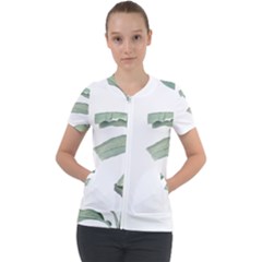 Palm Leaves Short Sleeve Zip Up Jacket by goljakoff