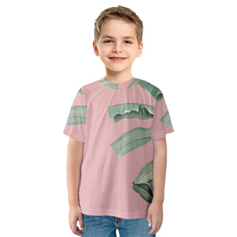 Palm Leaf On Pink Kids  Sport Mesh Tee by goljakoff